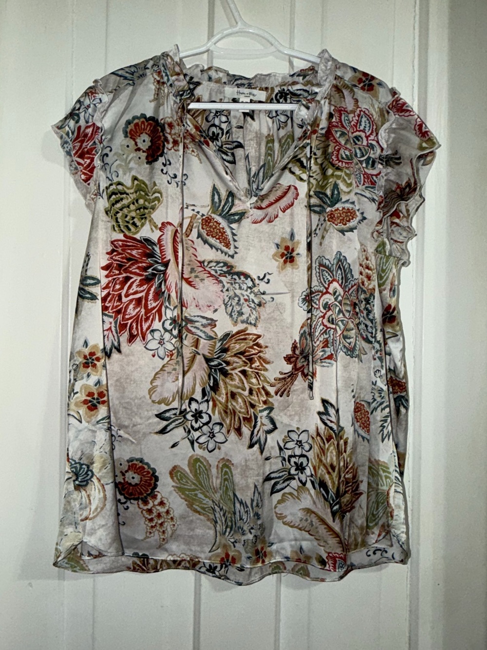 Women's plus size‎ 2X shirt Floral Print Cap-Sleeve Blouse haven & Blair